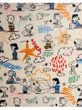 NEW Peanuts Snoopy Sketches Plush Throw Blanket